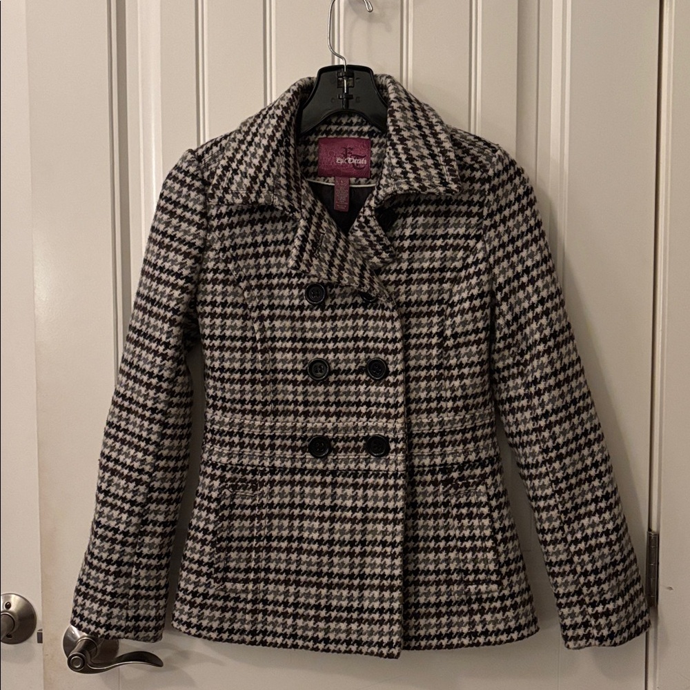 Epic Threads brown and grey Houndstooth Coat
